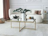 Tavolino da Salotto oro Cassetti Resistente All'appannamento 94x64x35h cm, Vani - Anna