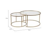 Tavolino da Salotto oro Cassetti set di 2 Tavolini 80x80x43h cm, Vani - Aedion