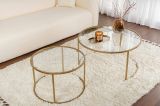 Tavolino da Salotto oro Cassetti set di 2 Tavolini 80x80x43h cm, Vani - Aedion