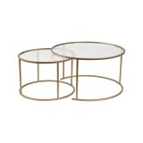 Tavolino da Salotto oro Cassetti set di 2 Tavolini 80x80x43h cm, Vani - Aedion