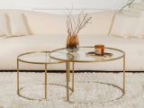 Tavolino da Salotto oro Cassetti set di 2 Tavolini 80x80x43h cm, Vani - Aedion