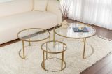 Tavolino da Salotto oro Cassetti set di 3 Tavolini Peso Massimo Supportato 10 kg 80x80x43h cm, Vani - Rowan