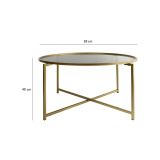 Tavolino da Salotto oro Effetto Fume Forma Rotonda 83x83x40h cm, Sfumatura Colore Ripiano Fume - Ecaterina