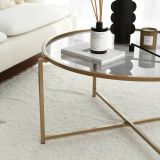 Tavolino da Salotto oro Effetto Fume Forma Rotonda 83x83x40h cm, Sfumatura Colore Ripiano Fume - Ecaterina