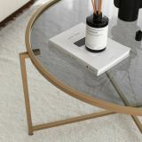 Tavolino da Salotto oro Effetto Fume Forma Rotonda 83x83x40h cm, Sfumatura Colore Ripiano Fume - Ecaterina
