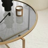 Tavolino da Salotto oro Effetto Fume Forma Rotonda 83x83x40h cm, Sfumatura Colore Ripiano Fume - Ecaterina
