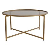 Tavolino da Salotto oro Effetto Fume Forma Rotonda 83x83x40h cm, Sfumatura Colore Ripiano Fume - Ecaterina