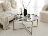 Tavolino da Salotto oro Effetto Fume Forma Rotonda 83x83x40h cm, Sfumatura Colore Ripiano Fume - Ecaterina