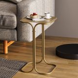 Tavolino da Salotto oro Forma Quadrato Materiale Piano in Metallo 30x30x52h cm, Colore Ripiano oro - Perrero