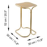 Tavolino da Salotto oro Forma Quadrato Materiale Piano in Metallo 30x30x52h cm, Colore Ripiano oro - Perrero