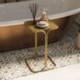 Tavolino da Salotto oro Forma Quadrato Materiale Piano in Metallo 30x30x52h cm, Colore Ripiano oro - Perrero