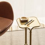 Tavolino da Salotto oro Forma Quadrato Materiale Piano in Metallo 30x30x52h cm, Colore Ripiano oro - Perrero