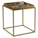 Tavolino da Salotto oro Forma Quadrato Materiale Piano in Metallo 45x45x52h cm, Colore Ripiano oro - Lorsica