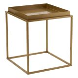 Tavolino da Salotto oro Forma Quadrato Materiale Piano in Metallo 45x45x52h cm, Colore Ripiano oro - Lorsica