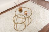Tavolino da Salotto oro Modulabile Forma Rotondo 60x60x43h cm, Materiale Piano in Vetro - Simaxis