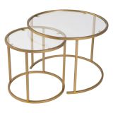Tavolino da Salotto oro Modulabile Forma Rotondo 60x60x43h cm, Materiale Piano in Vetro - Simaxis