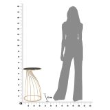 Tavolino da Salotto oro Nero Portatelefono Forma Rotondo 35x35x60h cm, Colore Ripiano Nero - Broome
