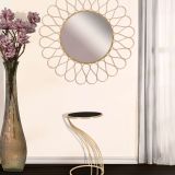 Tavolino da Salotto oro Nero Portatelefono Forma Rotondo 35x35x60h cm, Colore Ripiano Nero - Broome
