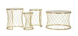 Tavolino da Salotto oro oro set di 4 Tavolini Forma Circolare 70x70x55h cm, Sfumatura Colore Ripiano Panna - Cabiaglio