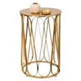 Tavolino da Salotto oro Portaoggetti Forma Rotondo 37x37x58h cm, Colore Ripiano oro - Danoba