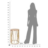 Tavolino da Salotto oro Portaoggetti Forma Rotondo 37x37x58h cm, Colore Ripiano oro - Danoba