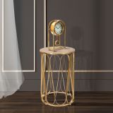 Tavolino da Salotto oro Portaoggetti Forma Rotondo 37x37x58h cm, Colore Ripiano oro - Danoba