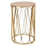 Tavolino da Salotto oro Portaoggetti Forma Rotondo 37x37x58h cm, Colore Ripiano oro - Danoba