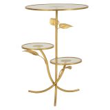Tavolino da Salotto oro Trasparente 3 Ripiani Forma Rotondo 54x54x70h cm, Colore Ripiano Trasparente - Fana
