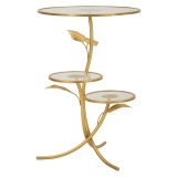 Tavolino da Salotto oro Trasparente 3 Ripiani Forma Rotondo 54x54x70h cm, Colore Ripiano Trasparente - Fana
