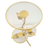 Tavolino da Salotto oro Trasparente 3 Ripiani Forma Rotondo 54x54x70h cm, Colore Ripiano Trasparente - Fana