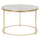 Tavolino da Salotto oro Trasparente Decorazioni con Farfalle Forma Rotondo 60x60x41h cm, Colore Ripiano Trasparente - Taketa