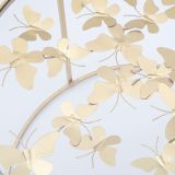 Tavolino da Salotto oro Trasparente Decorazioni con Farfalle Forma Rotondo 60x60x41h cm, Colore Ripiano Trasparente - Taketa