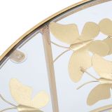 Tavolino da Salotto oro Trasparente Decorazioni con Farfalle Forma Rotondo 60x60x41h cm, Colore Ripiano Trasparente - Taketa