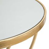 Tavolino da Salotto oro Trasparente Design con Farfalla Forma Rotondo 35x35x60h cm, Colore Ripiano Trasparente - Balesosa
