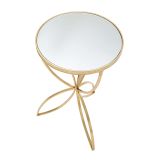 Tavolino da Salotto oro Trasparente Design con Farfalla Forma Rotondo 35x35x60h cm, Colore Ripiano Trasparente - Balesosa