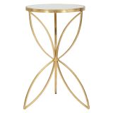 Tavolino da Salotto oro Trasparente Design con Farfalla Forma Rotondo 35x35x60h cm, Colore Ripiano Trasparente - Balesosa