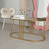 Tavolino da Salotto oro Trasparente Forma Ovale Colore Ripiano Trasparente 90x50x45h cm, Materiale Struttura in Vetro - Fadali