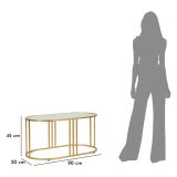 Tavolino da Salotto oro Trasparente Forma Ovale Colore Ripiano Trasparente 90x50x45h cm, Materiale Struttura in Vetro - Fadali