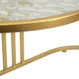 Tavolino da Salotto oro Trasparente Forma Ovale Colore Ripiano Trasparente 90x50x45h cm, Materiale Struttura in Vetro - Fadali
