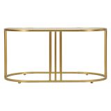 Tavolino da Salotto oro Trasparente Forma Ovale Colore Ripiano Trasparente 90x50x45h cm, Materiale Struttura in Vetro - Fadali