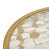 Tavolino da Salotto oro Trasparente Forma Ovale Colore Ripiano Trasparente 90x50x45h cm, Materiale Struttura in Vetro - Fadali