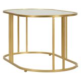 Tavolino da Salotto oro Trasparente Forma Ovale Colore Ripiano Trasparente 90x50x45h cm, Materiale Struttura in Vetro - Fadali