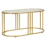 Tavolino da Salotto oro Trasparente Forma Ovale Colore Ripiano Trasparente 90x50x45h cm, Materiale Struttura in Vetro - Fadali