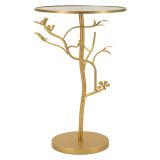 Tavolino da Salotto oro Trasparente Forma Rotondo Colore Ripiano Trasparente 38x38x60h cm, Materiale Struttura in Vetro - Amasya