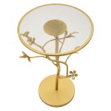 Tavolino da Salotto oro Trasparente Forma Rotondo Colore Ripiano Trasparente 38x38x60h cm, Materiale Struttura in Vetro - Amasya