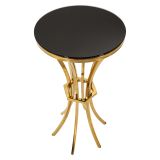 Tavolino da Salotto oro Trasparente Forma Rotondo Colore Ripiano Trasparente 40x40x81h cm, Materiale Struttura in Vetro - Datenoda
