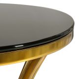 Tavolino da Salotto oro Trasparente Forma Rotondo Colore Ripiano Trasparente 40x40x81h cm, Materiale Struttura in Vetro - Datenoda