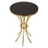 Tavolino da Salotto oro Trasparente Forma Rotondo Colore Ripiano Trasparente 50x50x92h cm, Materiale Struttura in Vetro - Datelosa