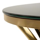 Tavolino da Salotto oro Trasparente Forma Rotondo Colore Ripiano Trasparente 50x50x92h cm, Materiale Struttura in Vetro - Datelosa