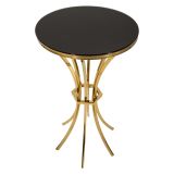 Tavolino da Salotto oro Trasparente Forma Rotondo Colore Ripiano Trasparente 50x50x92h cm, Materiale Struttura in Vetro - Datelosa